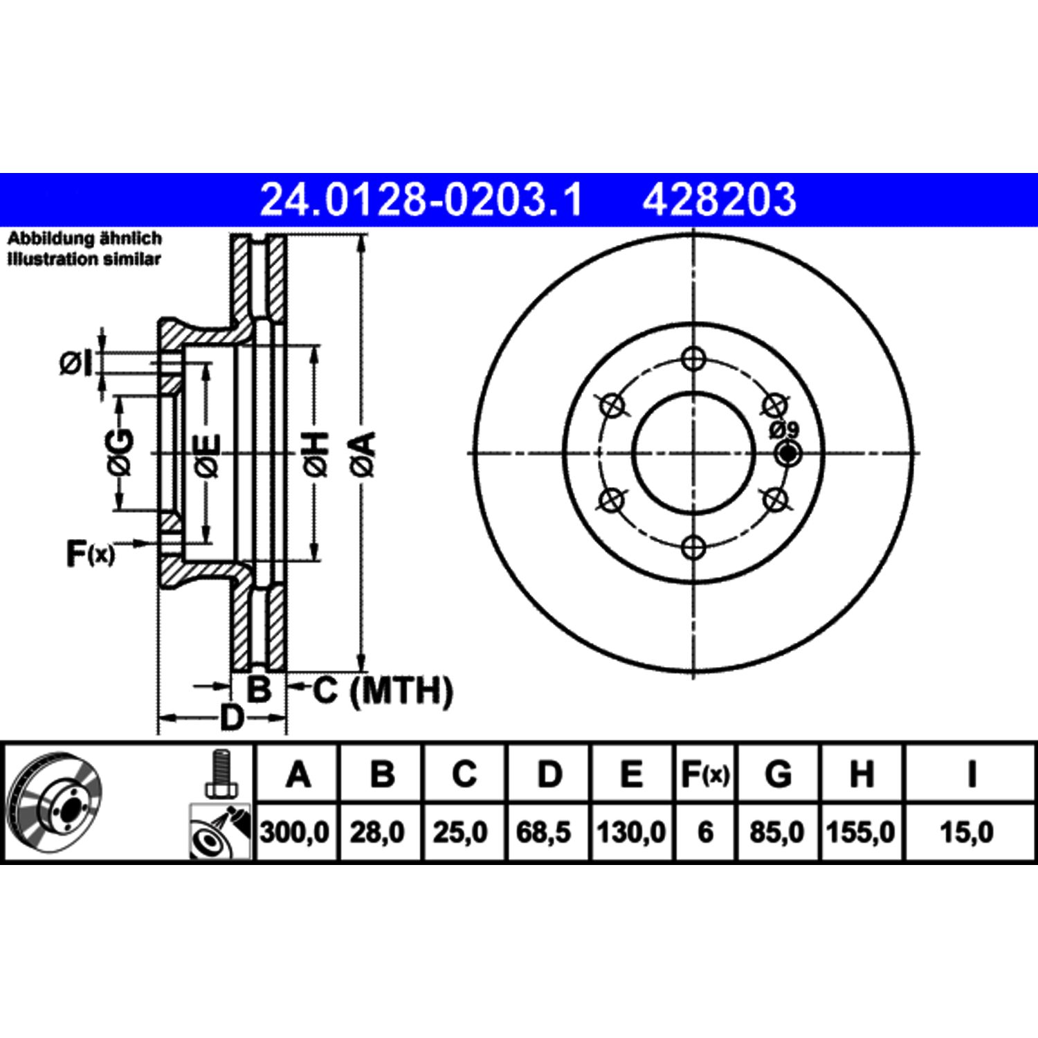 Ate 428203 Ate Original Rotor For Select 10-21 Mercedes-Benz Models