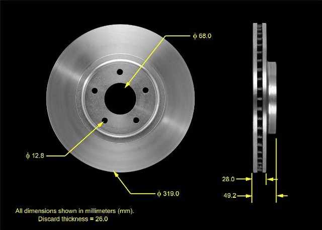Bendix PRT5571 BENDIX Disc Brake Rotor For 03-05 Nissan Altima Maxima Murano