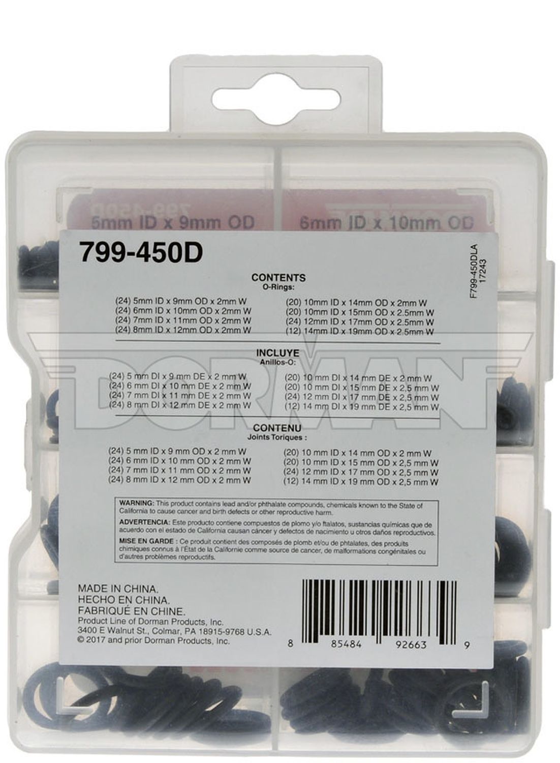 Dorman 799-450D Pro Pack Metric O-Rings - 172 Pieces - Foto 2 di 6