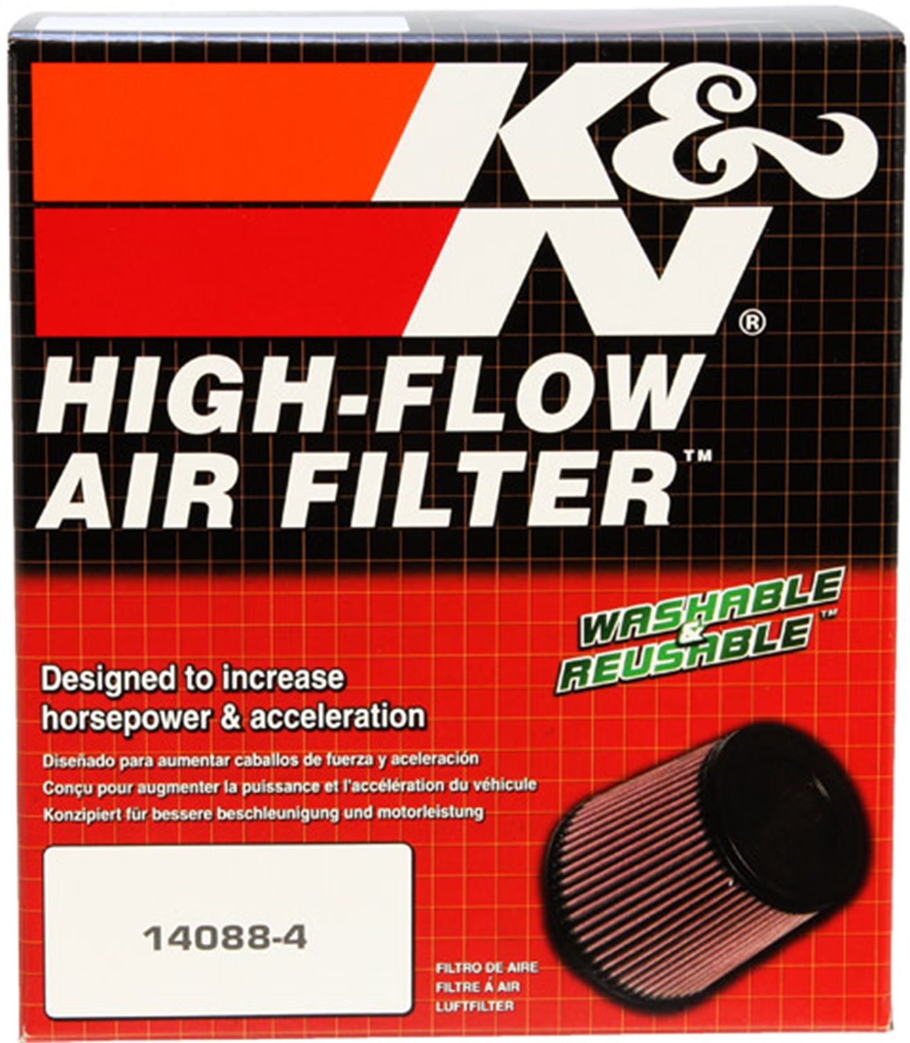 K&N RU-4550 - Universal Air Filter 4in Flange / 5-3/8in Base / 4-1/2in - Top / 6in Height