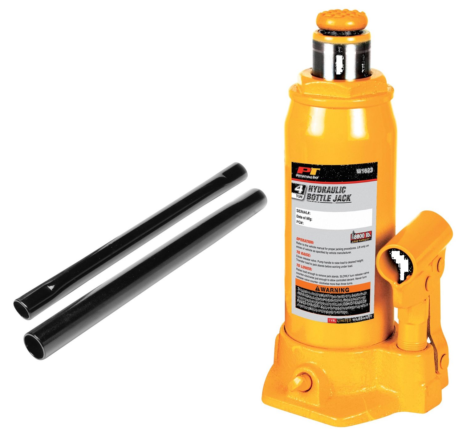 Performance Tool W1623 4 Ton Hydraulic Bottle Jack