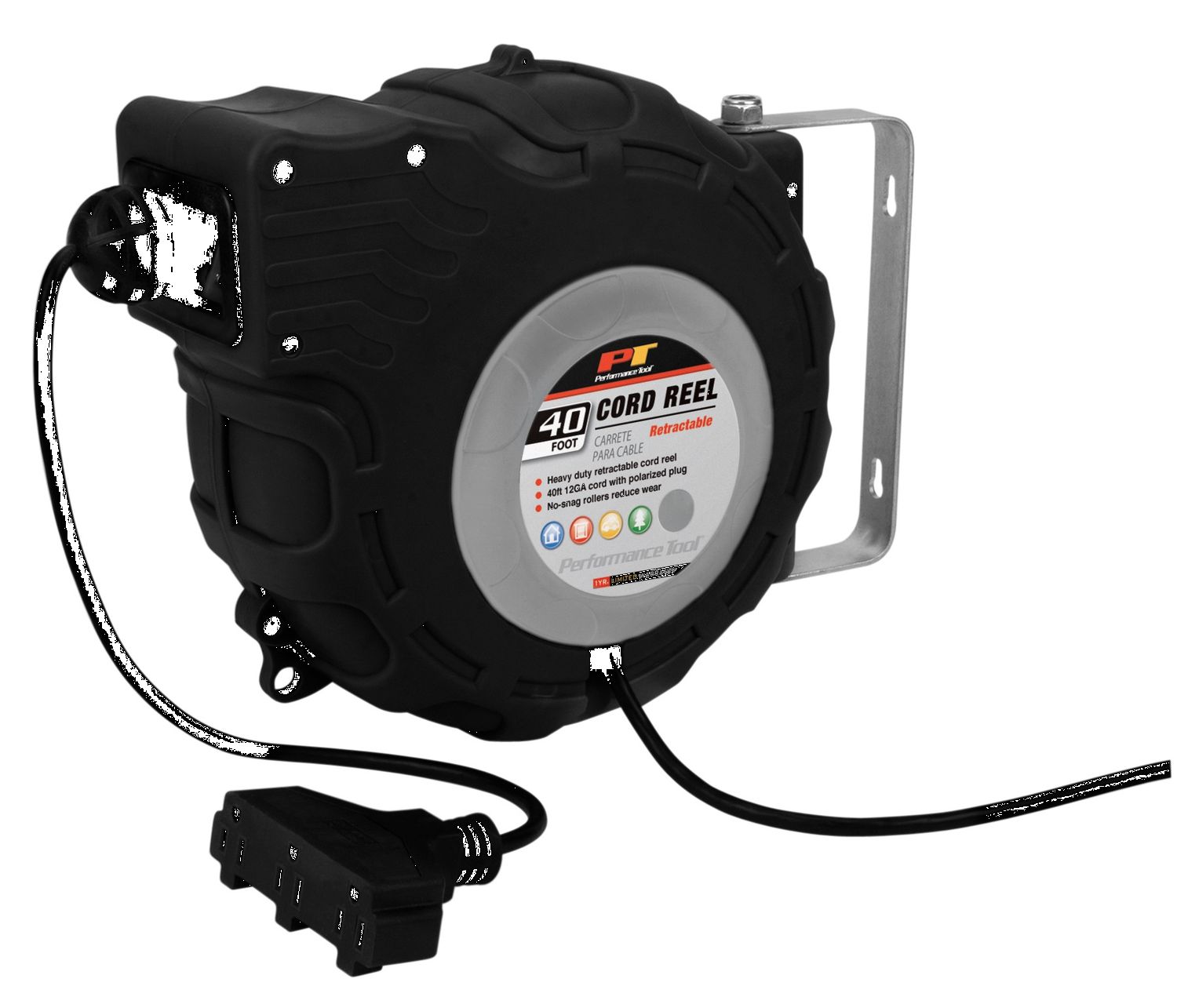 Performance Tool W2278 40 Foot 12 Gauge Retractable Cord Reel