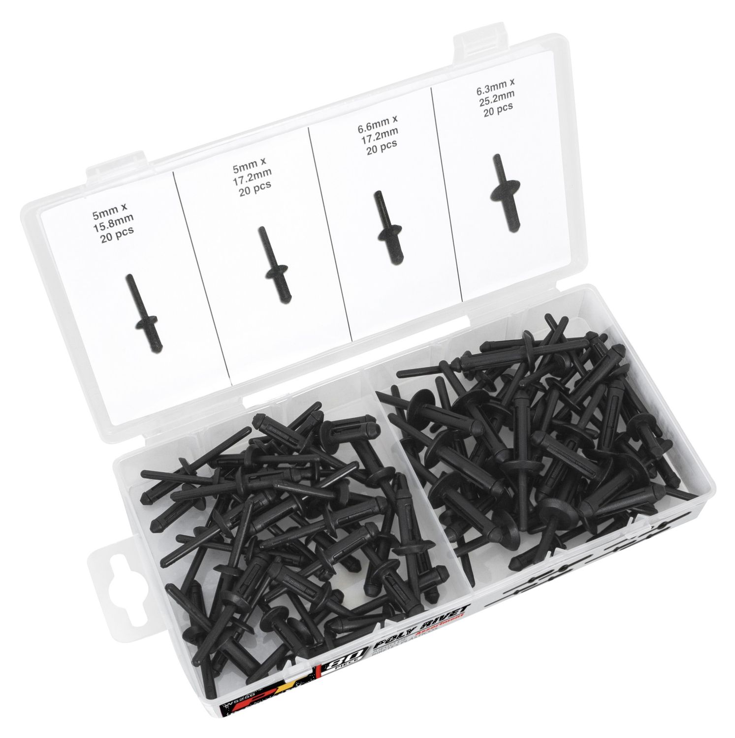 Performance Tool W5250 80 Piece Poly Rivet Assortment