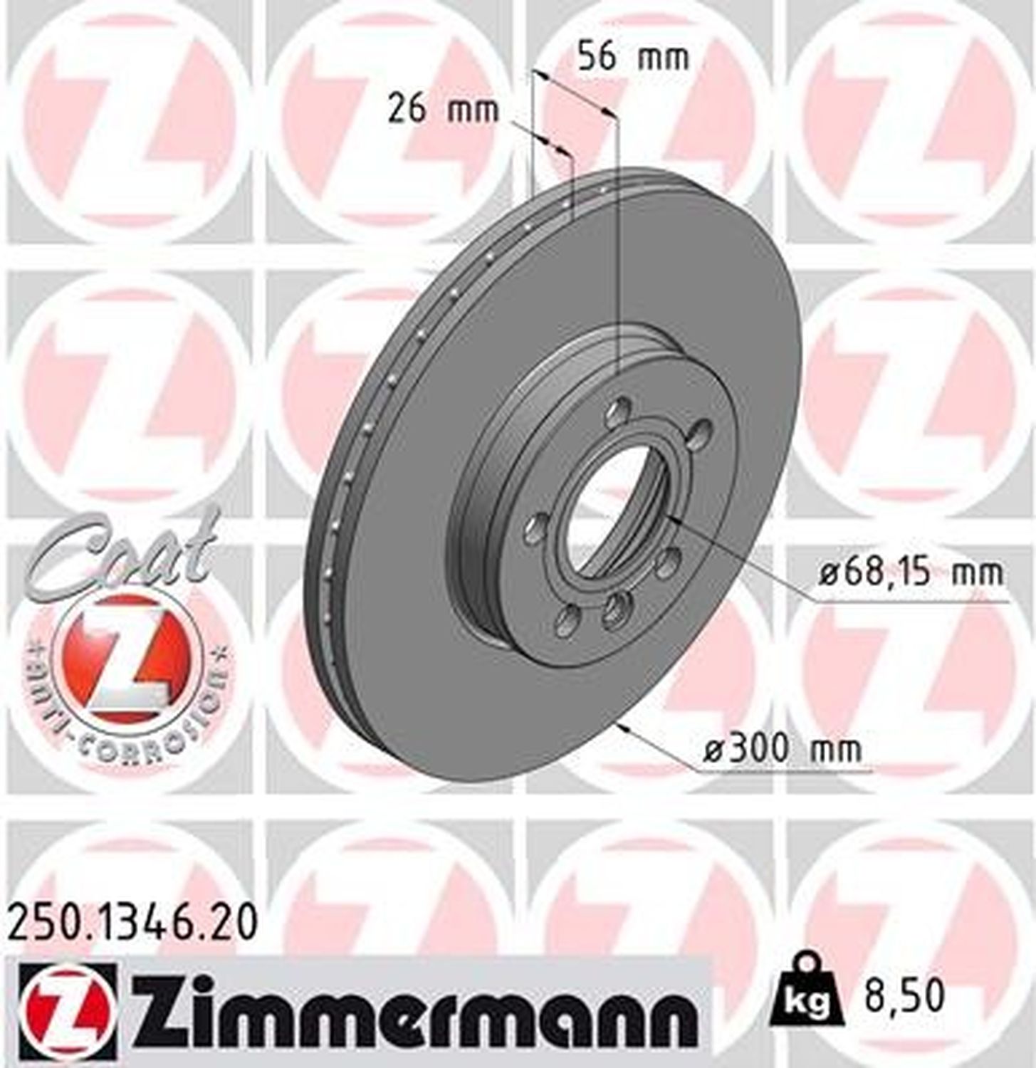 Zimmermann 250.1346.20 Standard Coat Z Disc Brake Rotor