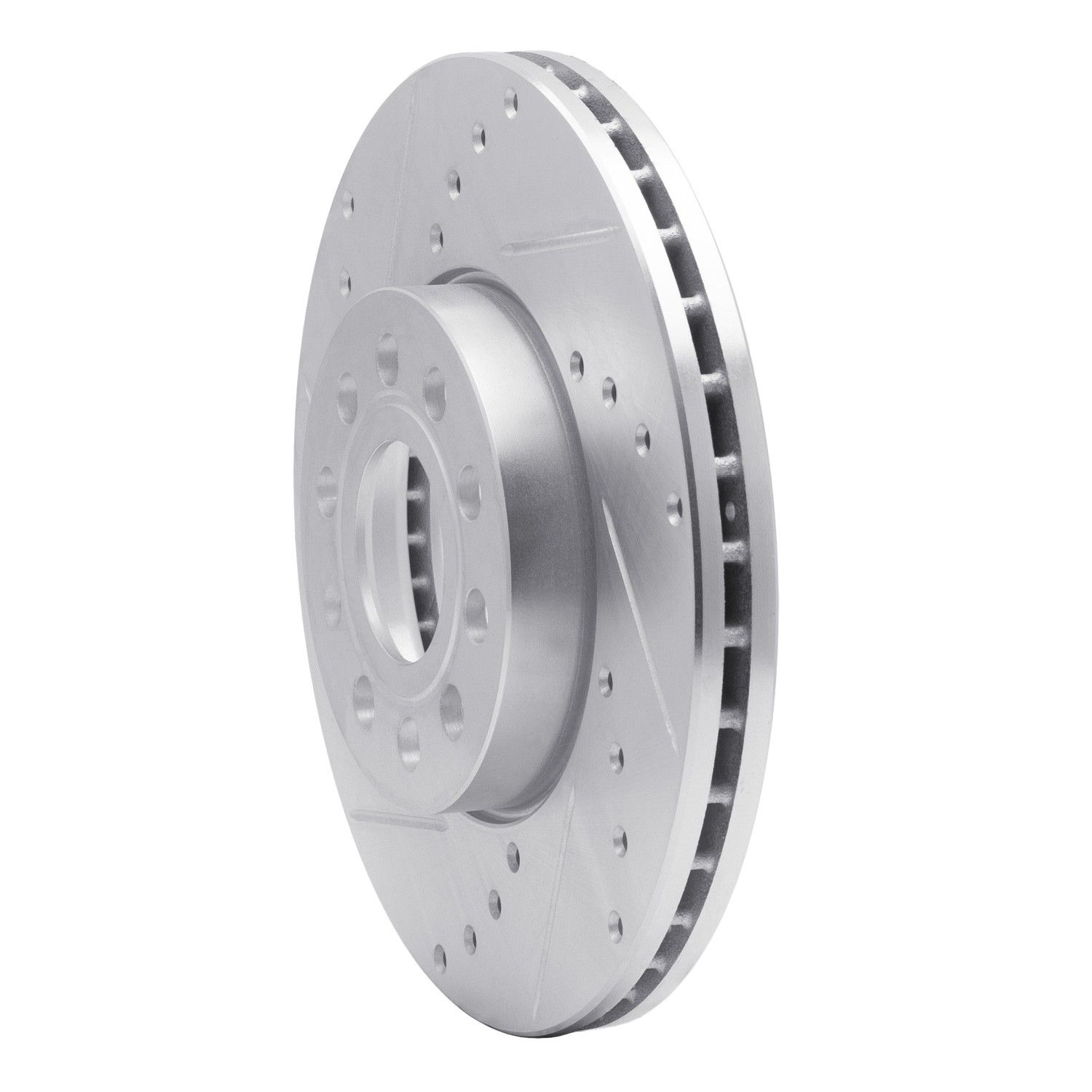 Dynamic Friction 631-74028L DFC Brake Rotor - Drilled and Slotted - Silver